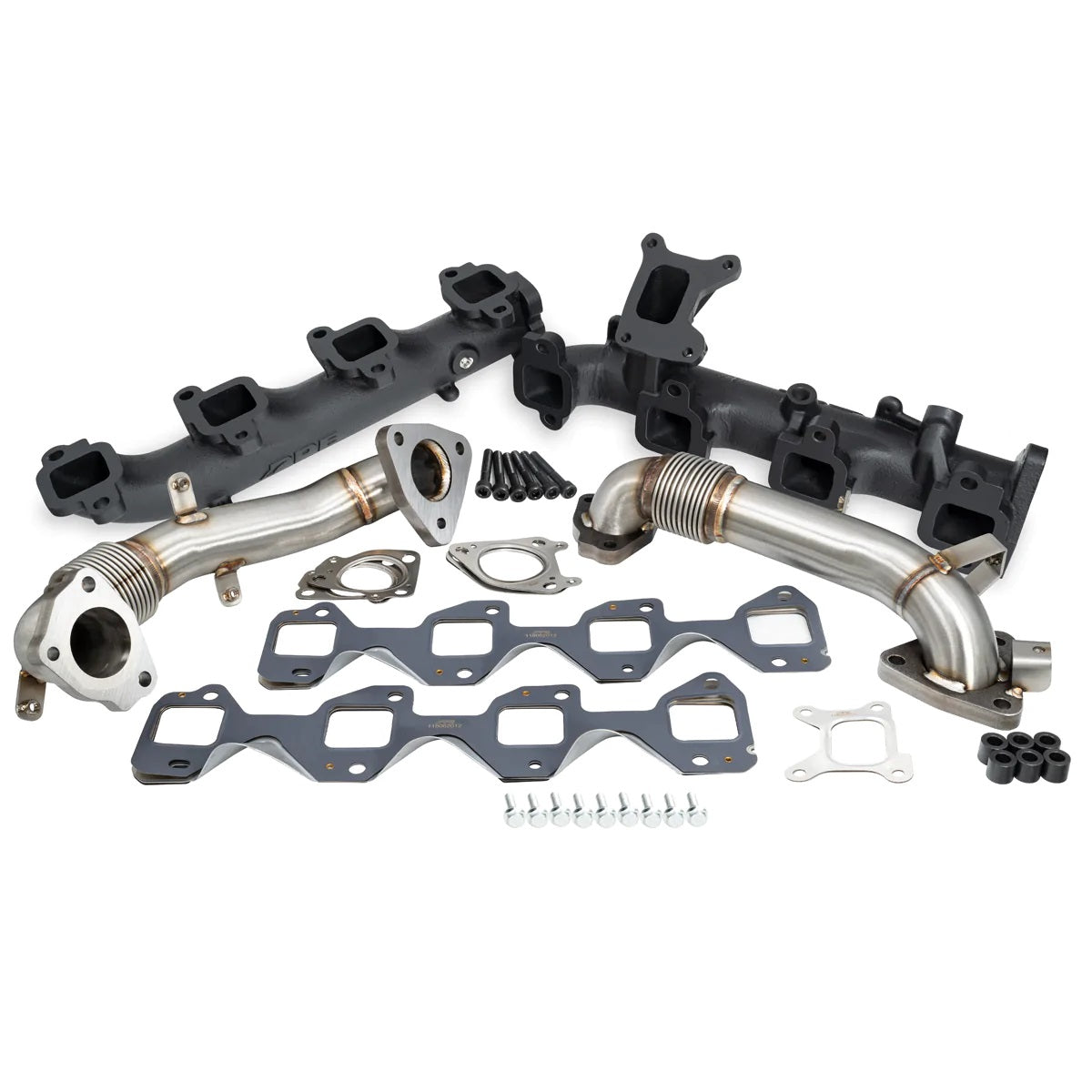 PPE 116112520 High Flow Black Exhaust Manifolds & Up-Pipes Package | 2017-2022 Silverado/Sierra 2500HD/3500HD 6.6L