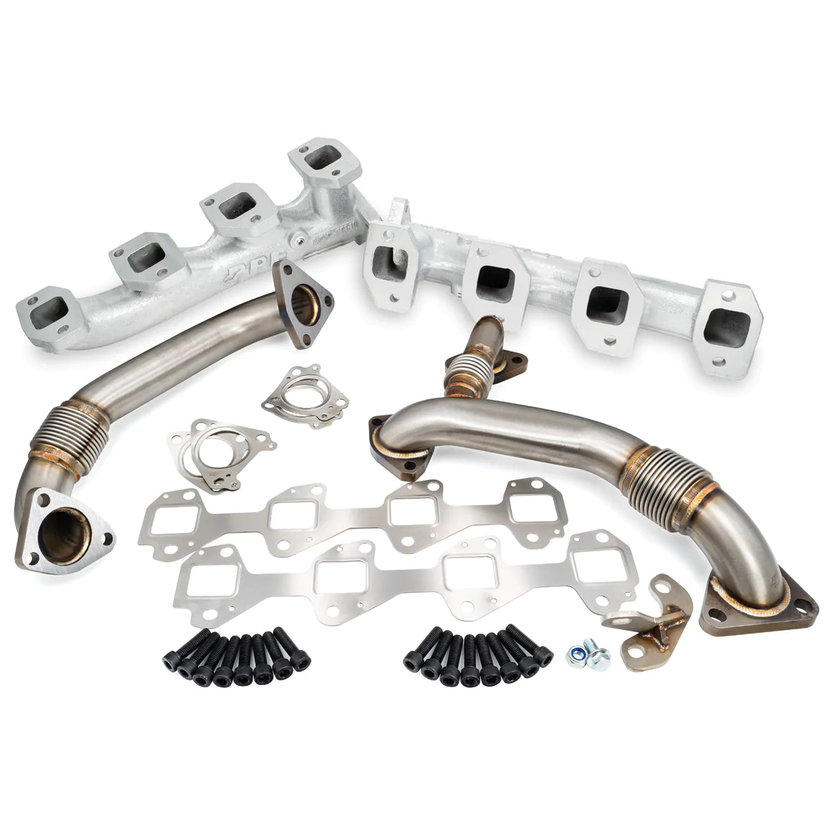 PPE 116112535 High Flow Silver Ceamic Exhaust Manifolds & Up-Pipes Package | 2017-2022 Silverado/Sierra 2500HD/3500HD 6.6L