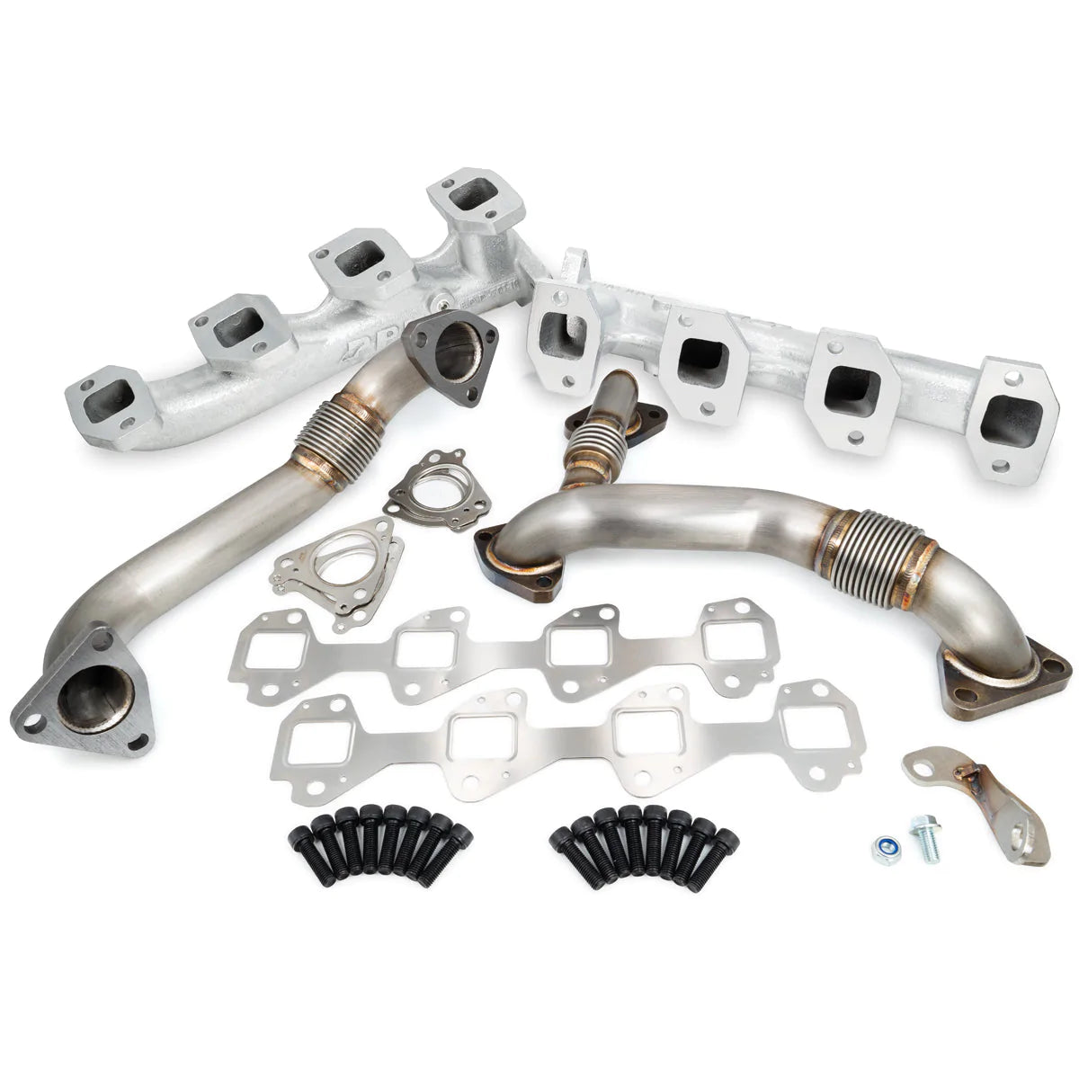 PPE 116112535 High Flow Silver Ceamic Exhaust Manifolds & Up-Pipes Package | 2017-2022 Silverado/Sierra 2500HD/3500HD 6.6L