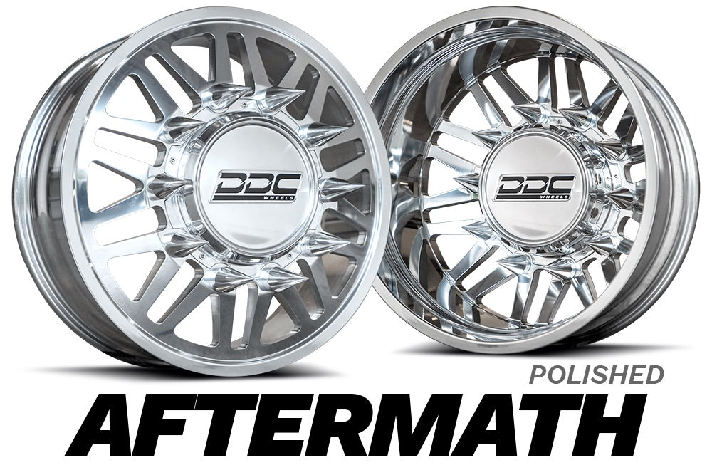 DDC Wheels 01PL-200-28-12 Aftermath Polished 22X8.25 8X200 Dually Wheel Set | 2005-2023 F350 / 11-14 F450 / 19-23 & Ram 3500