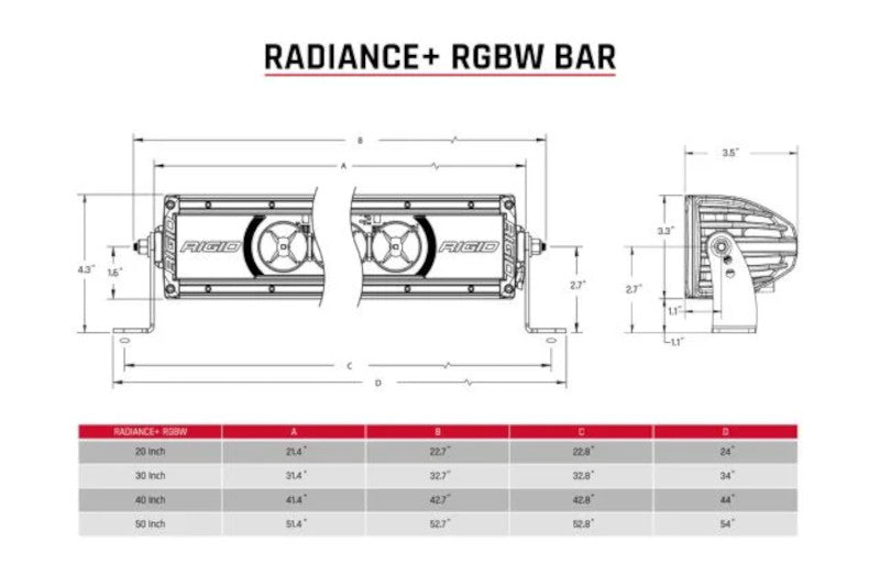 Rigid 220053 Radiance 20 RGBW Light Bar | Universal