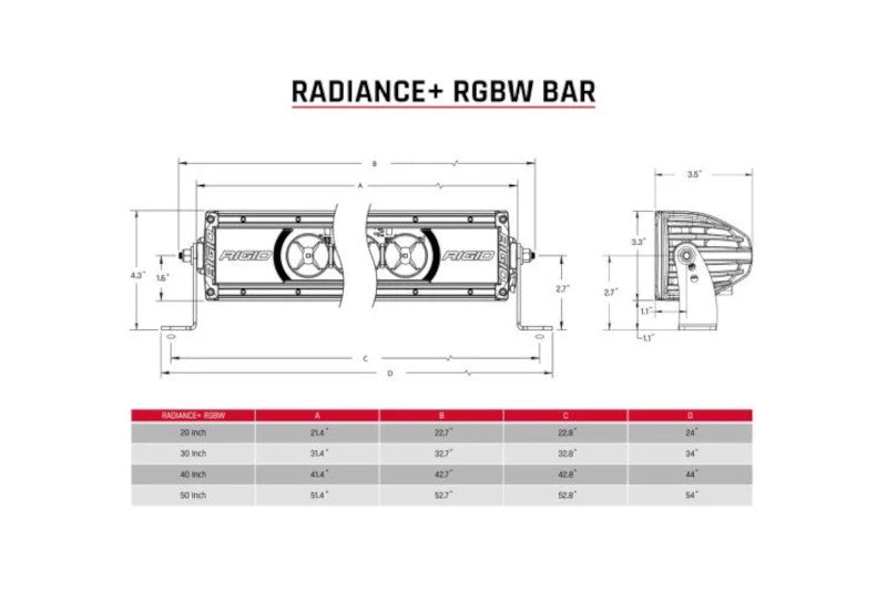 Rigid 240053 Radiance 40 RGBW Light Bar | Universal