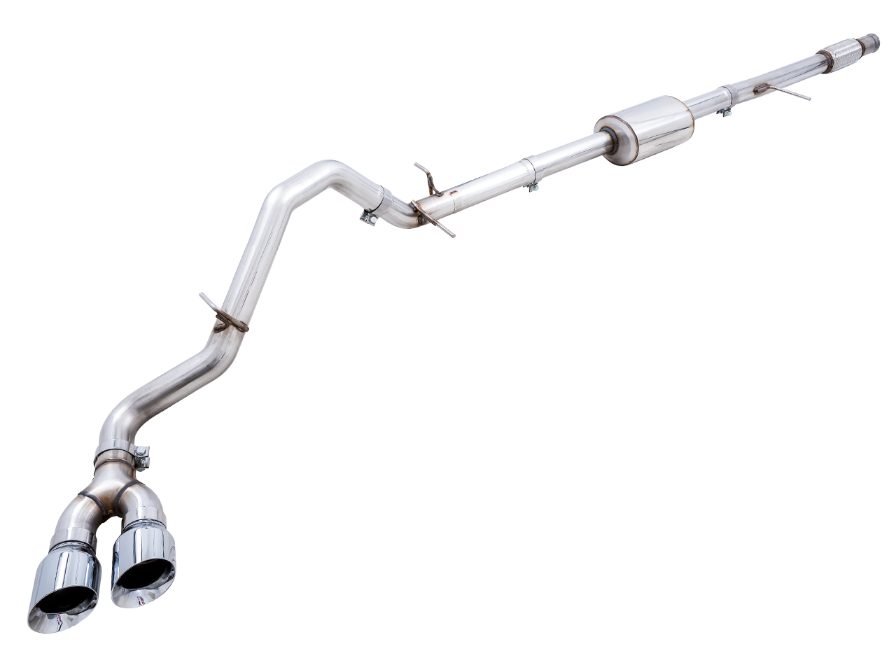 AWE 3015-22207 3in 0FG Catback T304 Stainless Dual Side Exit Exhaust Kit w/ Chrome Silver Tips | 2019-2023 1500 5.3L