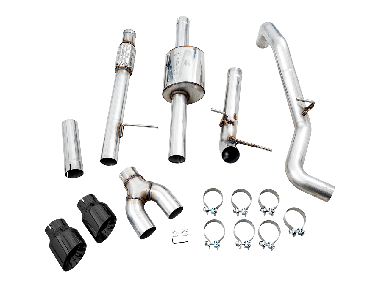 AWE 3015-23208 3in 0FG Catback T304 Stainless Dual Side Exit Exhaust Kit w/ Diamond Black Tips | 2019-2023 1500 5.3L