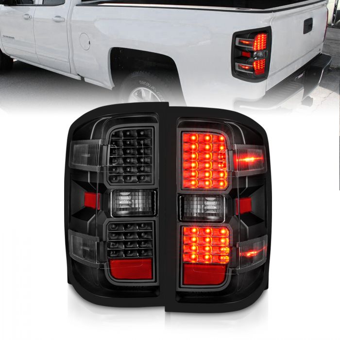 ANZO 311423 Black Clear LED Tail Lights | 2015-2019 Silverado/Sierra 2500HD/3500HD NON-OEM LED