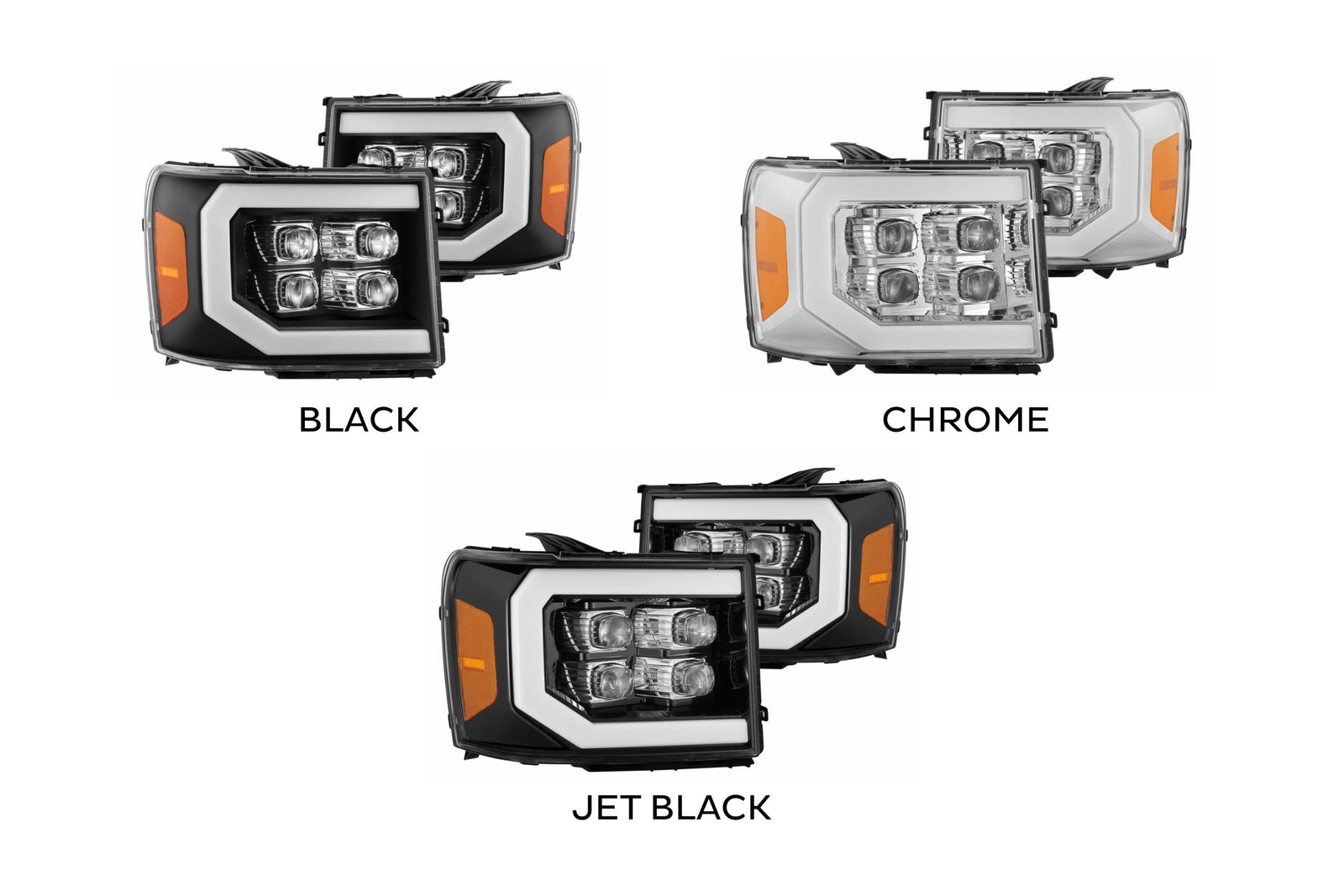 AlphaRex 880607 NOVA Series Chrome LED Headlights | 2007-2013 Sierra 1500/2500/3500HD