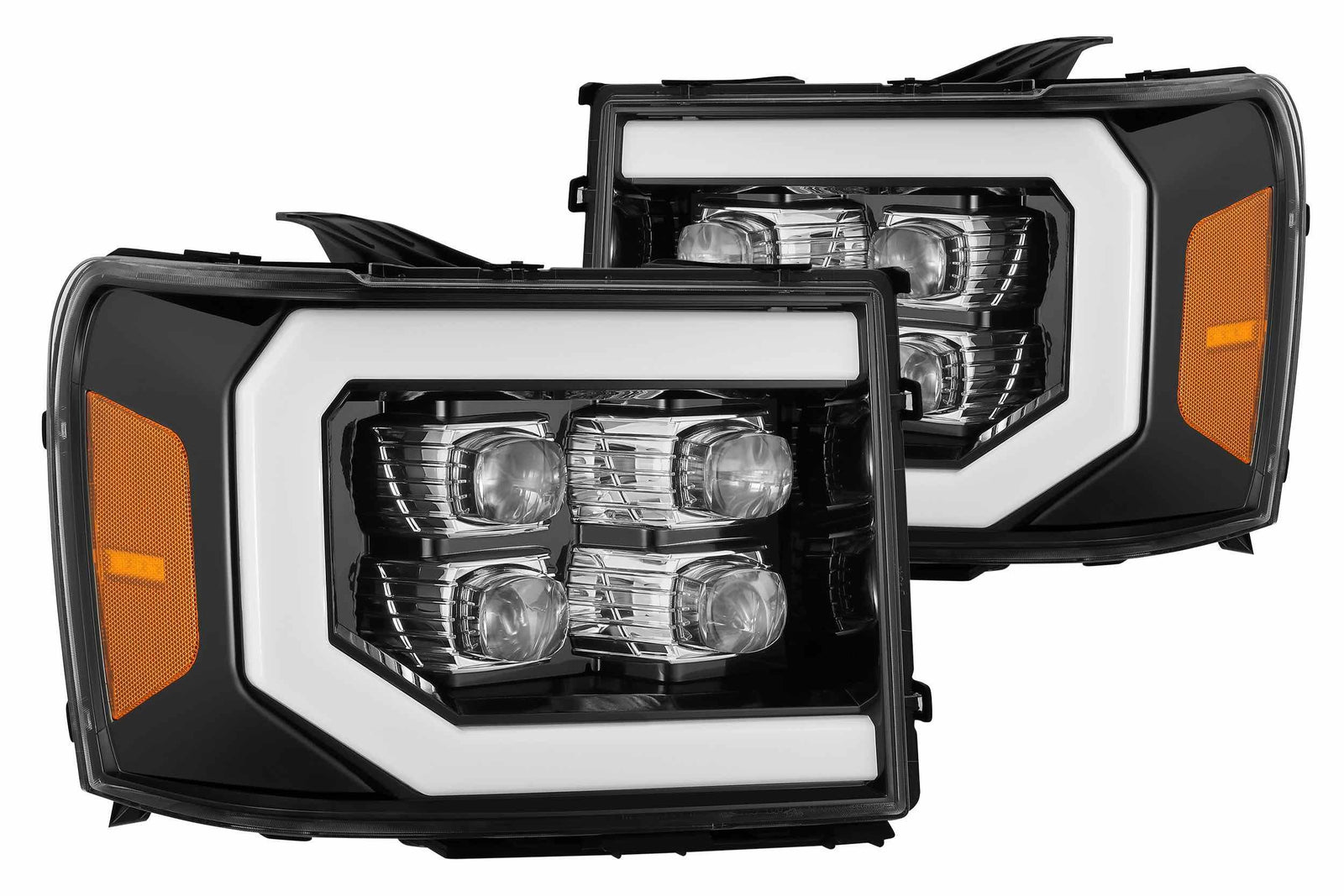 AlphaRex 880608 NOVA Series Jet Black LED Headlights | 2007-2013 Sierra 1500/2500/3500HD