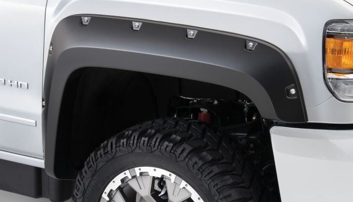 Bushwacker 40967-34 Onyx Black Pocket Style Front & Rear Flares | 2017-2024 Sierra 2500HD/3500HD