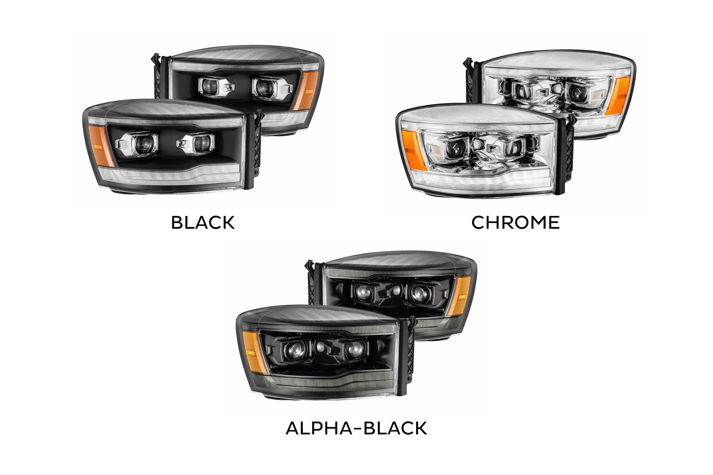 AlphaRex 880533 LUXX Alpha Black LED Headlights | 2006-2008 Ram 1500/2500/3500