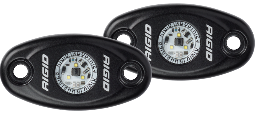 Rigid 482343 A-Series LED Light Low Power Amber Black Housing Pair | Universal