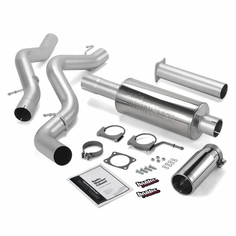 Banks 48632 Monster Single Exhaust with Chrome Tip | 2002-2005 Silverado/Sierra 2500HD/3500HD 6.6L Standard Cab