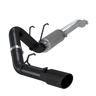 MBRP S5247BLK 4in Exhaust Resonator Back Single Side Exit Black Series Exhaust | 2017-2024 F250/F350