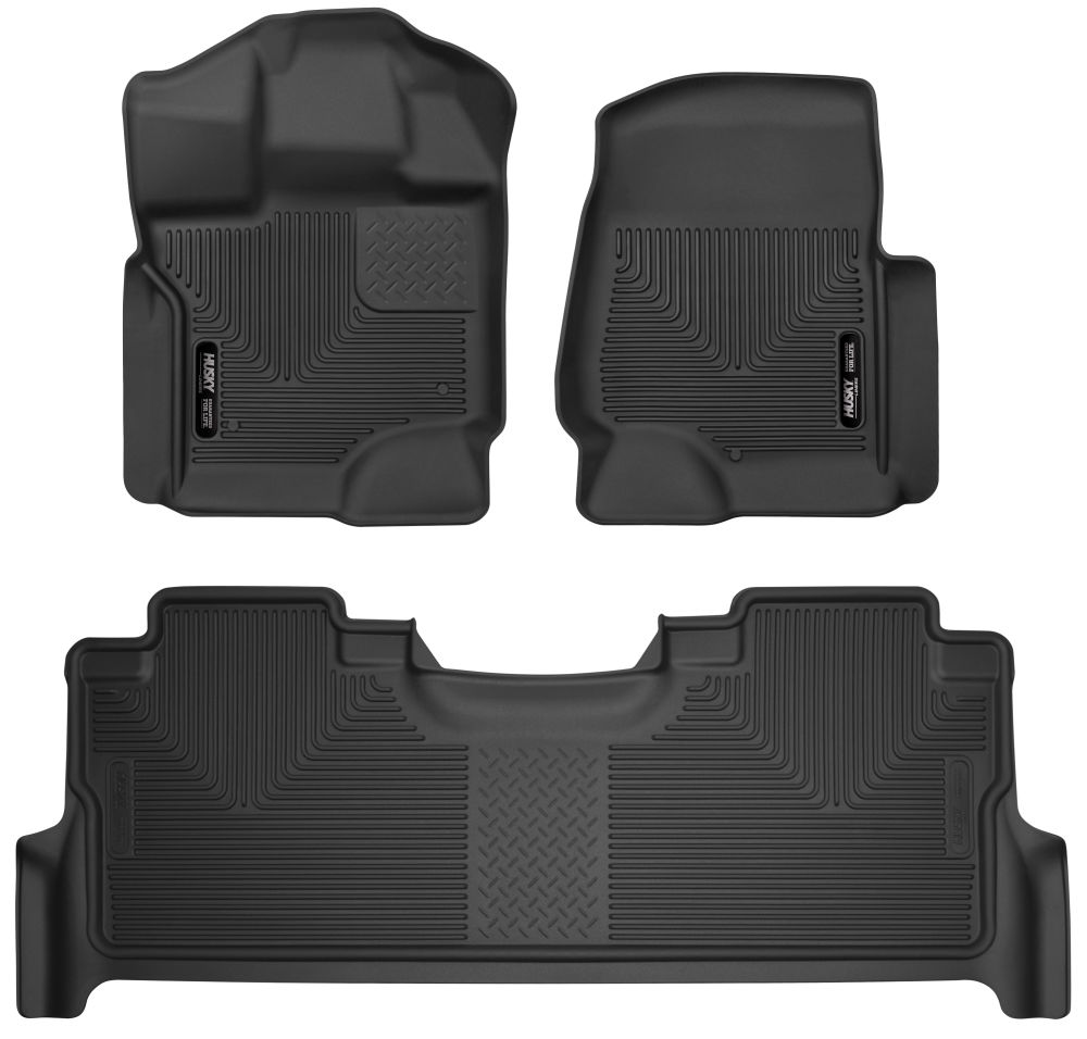 Husky 53388 X-Act Contour Front & Back Row Seat Floor Liners for Trucks w/ Underseat Box | 2017-2024 F250/F350 CrewCab