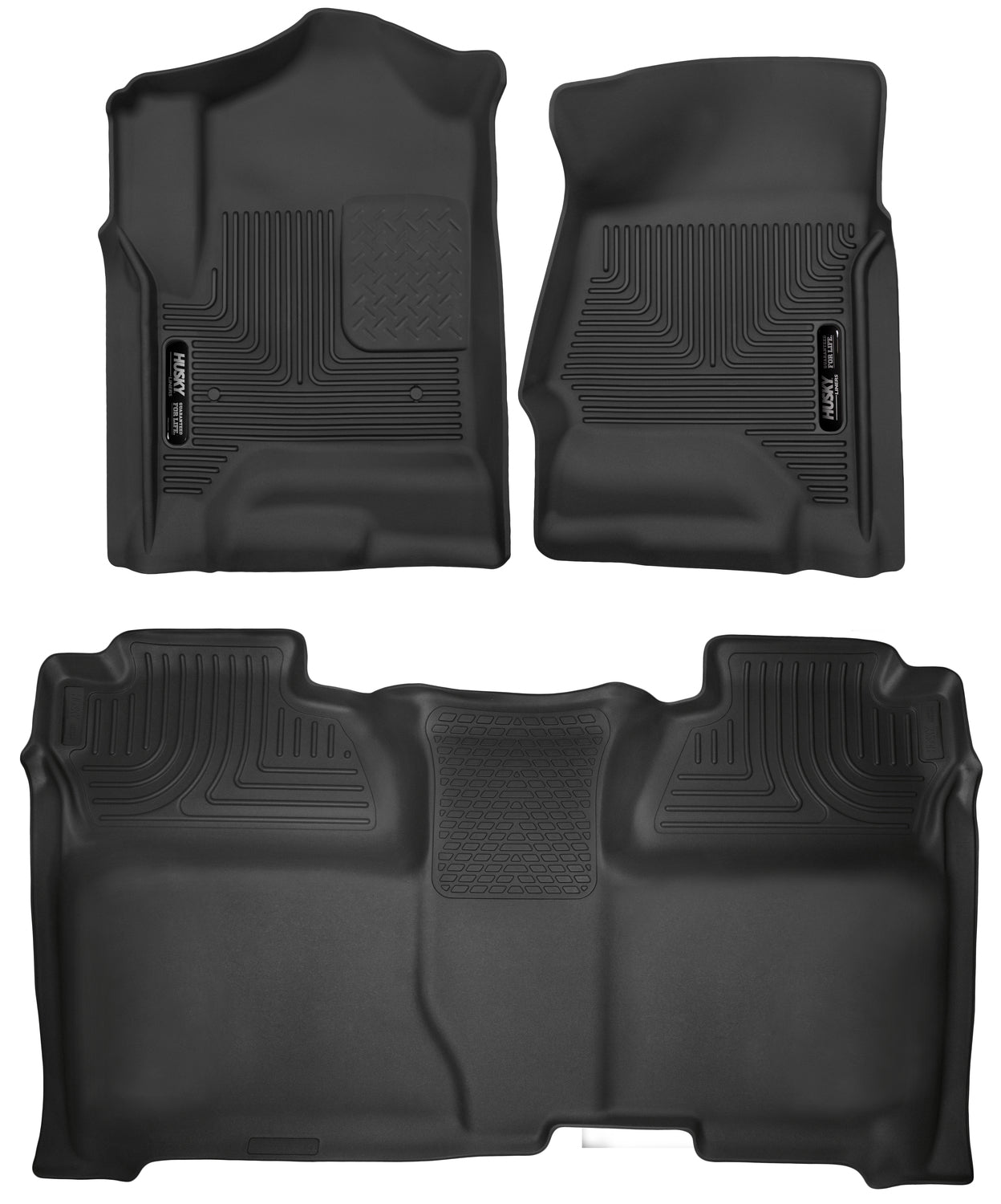 Husky 53908 X-Act Contour Front & Rear Floor Liners | 2014-2019 Silverado/Sierra 1500/2500HD/3500HD Crew Cab