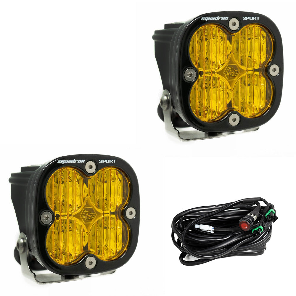 Baja Designs 557815 Amber Lens Wide/Cornering Black LED Light Pods Squadron Sport Pair | Universal