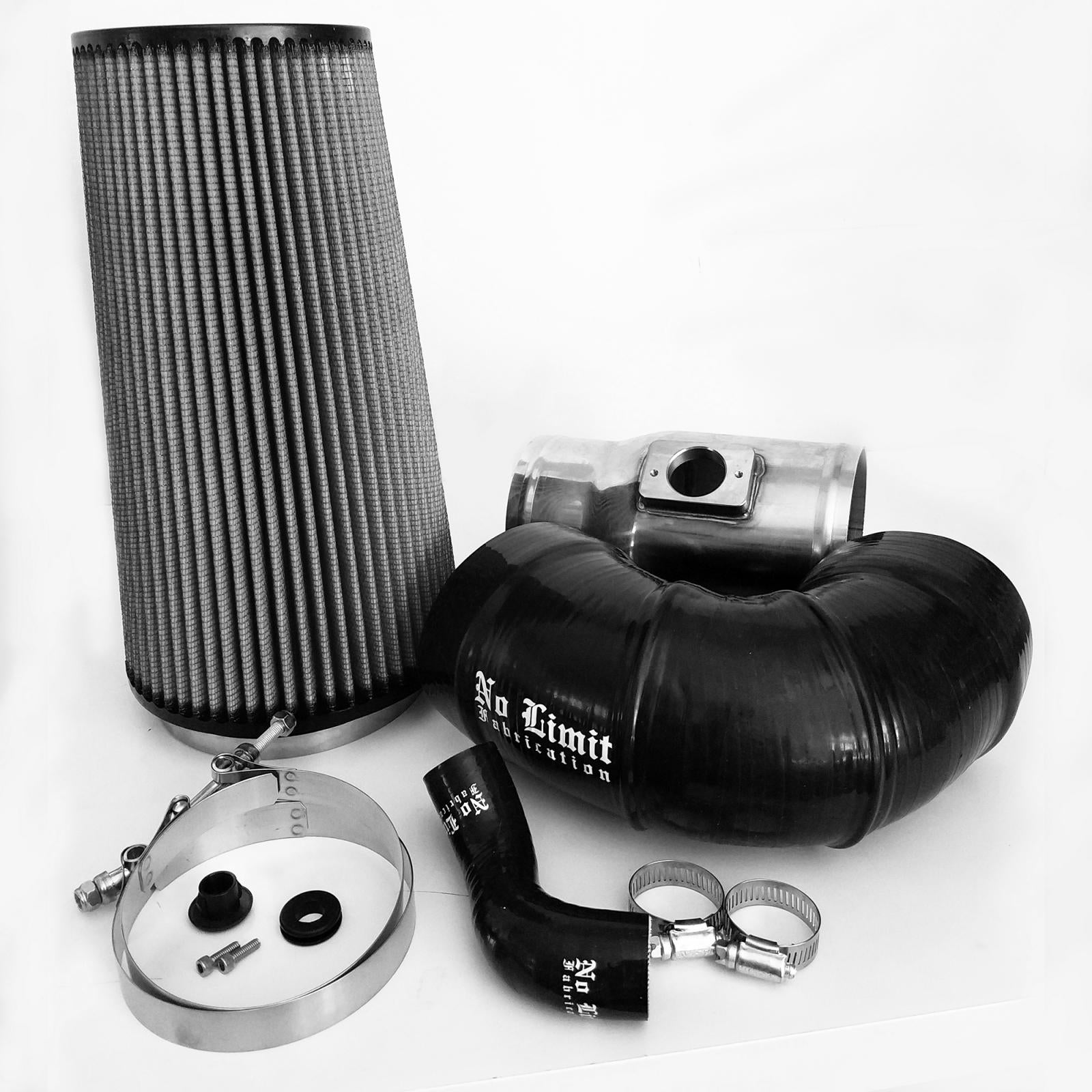 No Limit Fab 64CAID5 Polished Cold Air Intake w/ Dry Filter for Mod Turbo 5in Inlet | 2008-2010 Ford F250/F350 6.4L Powerstroke