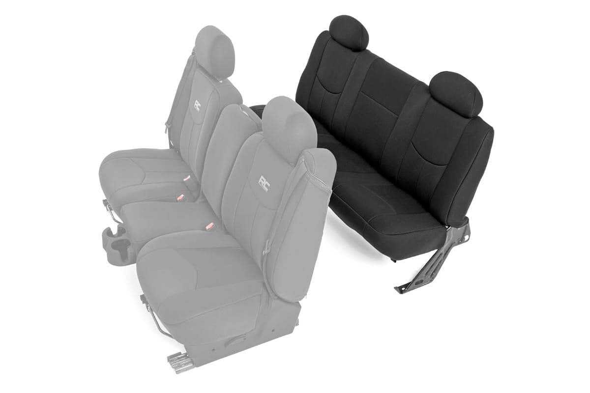 Rough Country 91014 Neoprene Rear Seat Cover-Black | 1999-2007 GM Sierra/Silverado 1500 Ext Cab