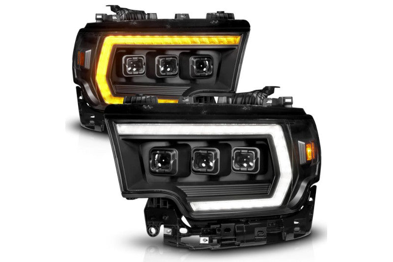 ANZO 111601X Z-Series Full LED Projector Headlights W/ DRL Switch, Initiation & Sequential (Black Housing) | 2019-2024 Ram 2500/3500