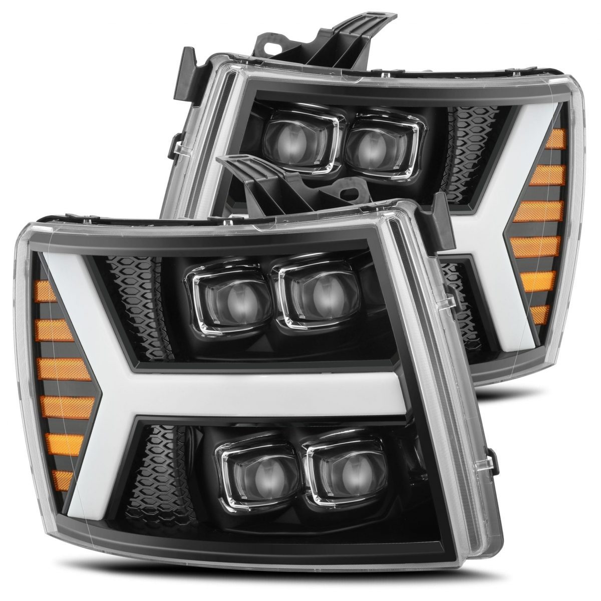 AlphaRex 880208 NOVA LED Jet Black Headlights | 2007-2013 Silverado 1500