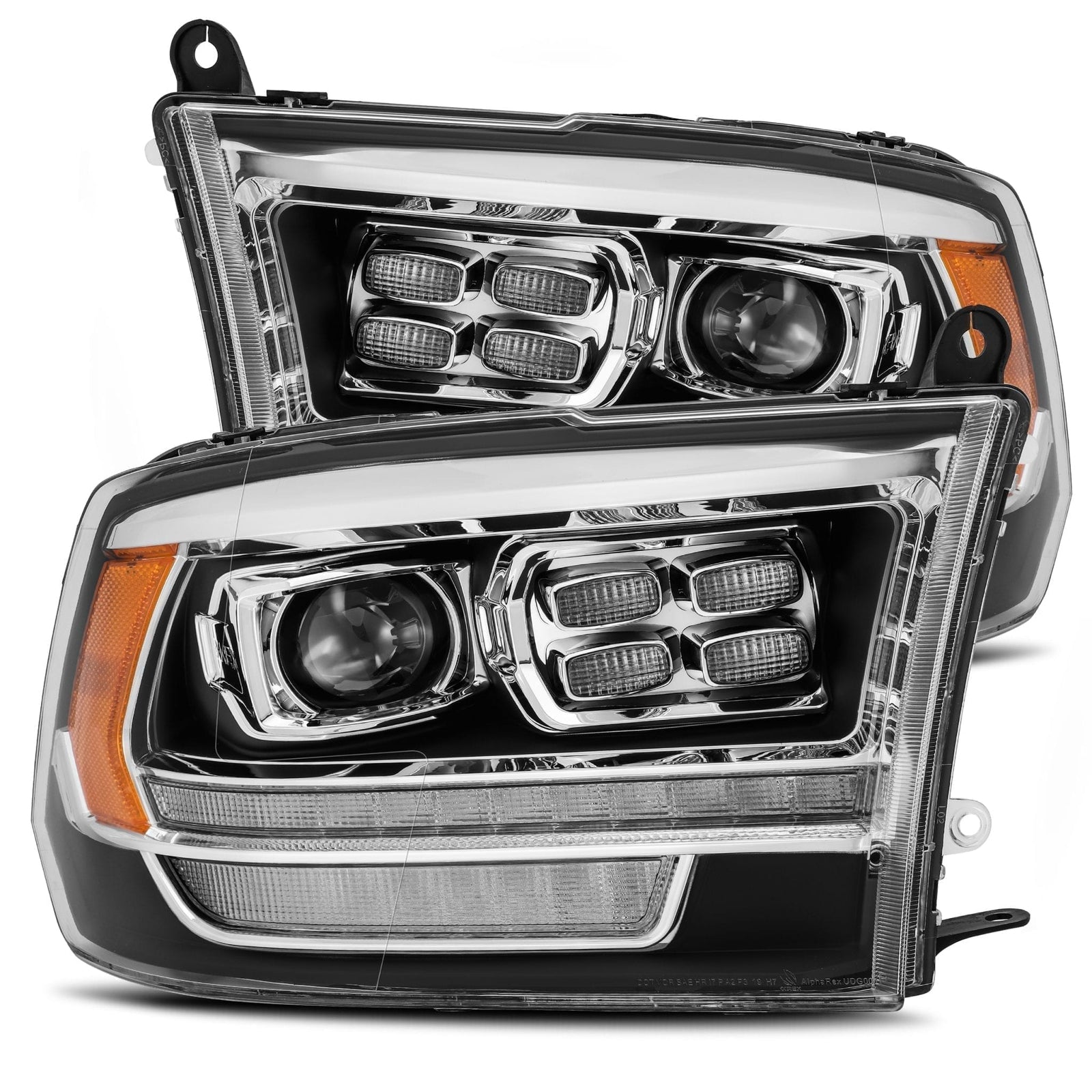 AlphaRex 880523 PRO Halogen HD Look Black Headlights | 2009-2018 Ram 1500/19-22 Ram 2500/3500