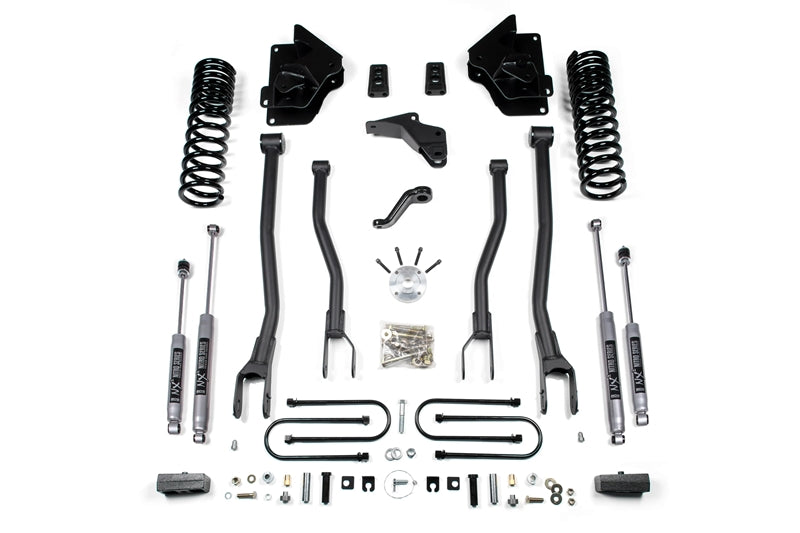 BDS 697H 4in 4-Link Lift Kit w/ NX2 Shocks & 3in Block Kit | 2013-2018 Ram 3500 4WD Diesel