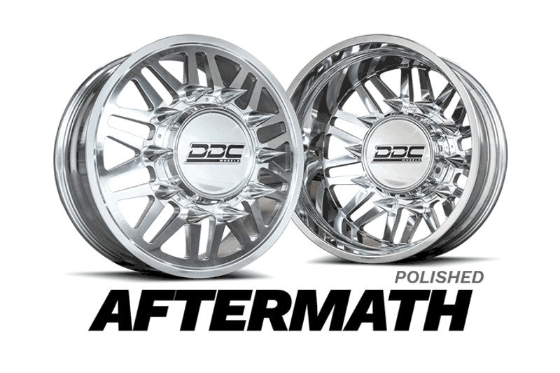 DDC Wheels 165-22-01PL-A Aftermath Polished 22X8.25 8X165 Dually Wheel Set | 1994-2018 Ram 3500 & 92-10 GM 3500