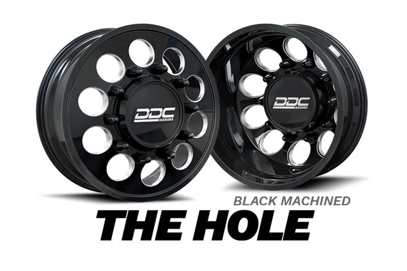 DDC Wheels 165-20-03BM-A The Hole Black/Milled 20X8.25 8X165 Dually Wheel Set | 1994-2018 Ram 3500 & 92-10 GM 3500