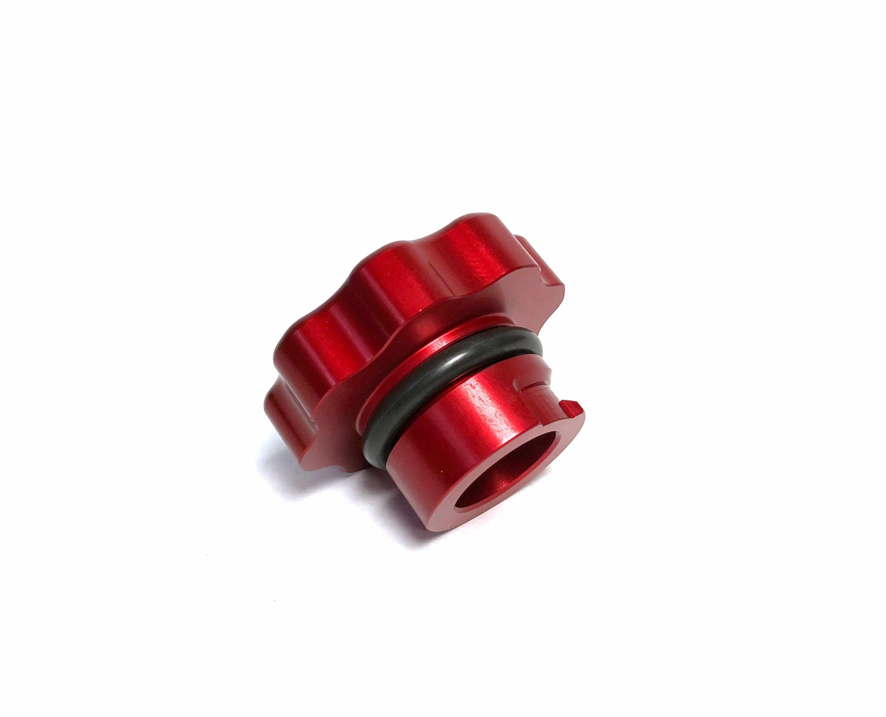 Fleece FPE-DMAX-OC-RED Oil Cap Red | 2001-2016 Silverado/Sierra 2500HD/3500HD 6.6L