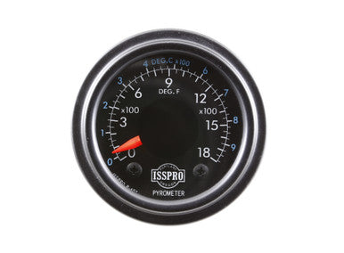 Isspro R607 Standard 2-1/16in 0-1800F Pyrometer Gauge - Black Face Black Bezel | Universal