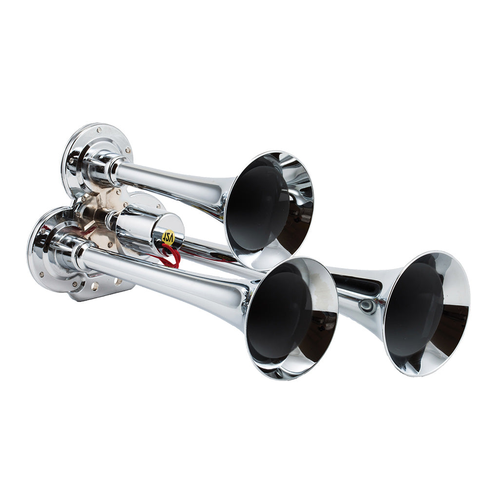 Kleinn 130 Compact Chrome Plated Triple Air Horn Kit | Universal