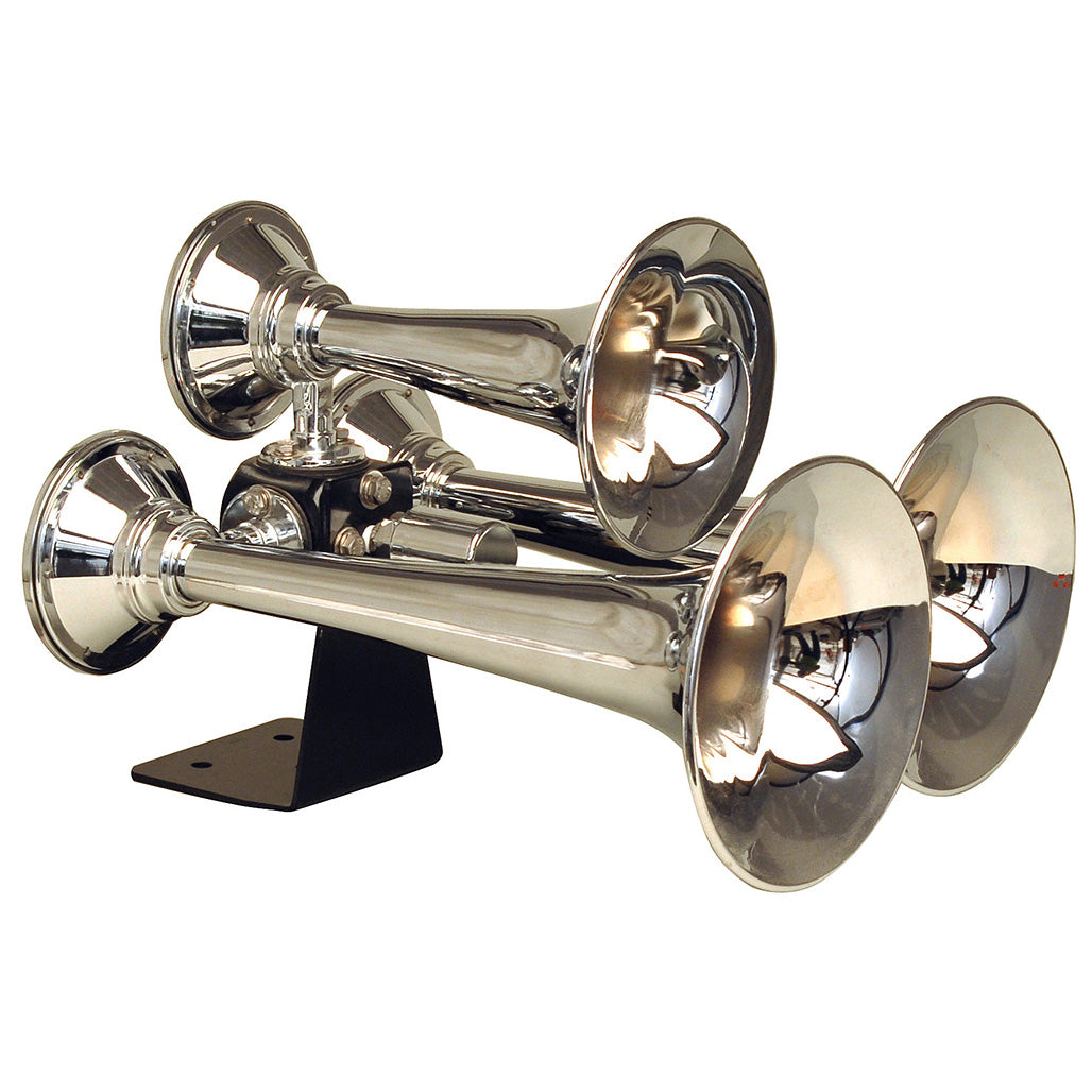 Kleinn 501 Chrome Triple Train Horn Kit w/ Copper Trumpets | Universal