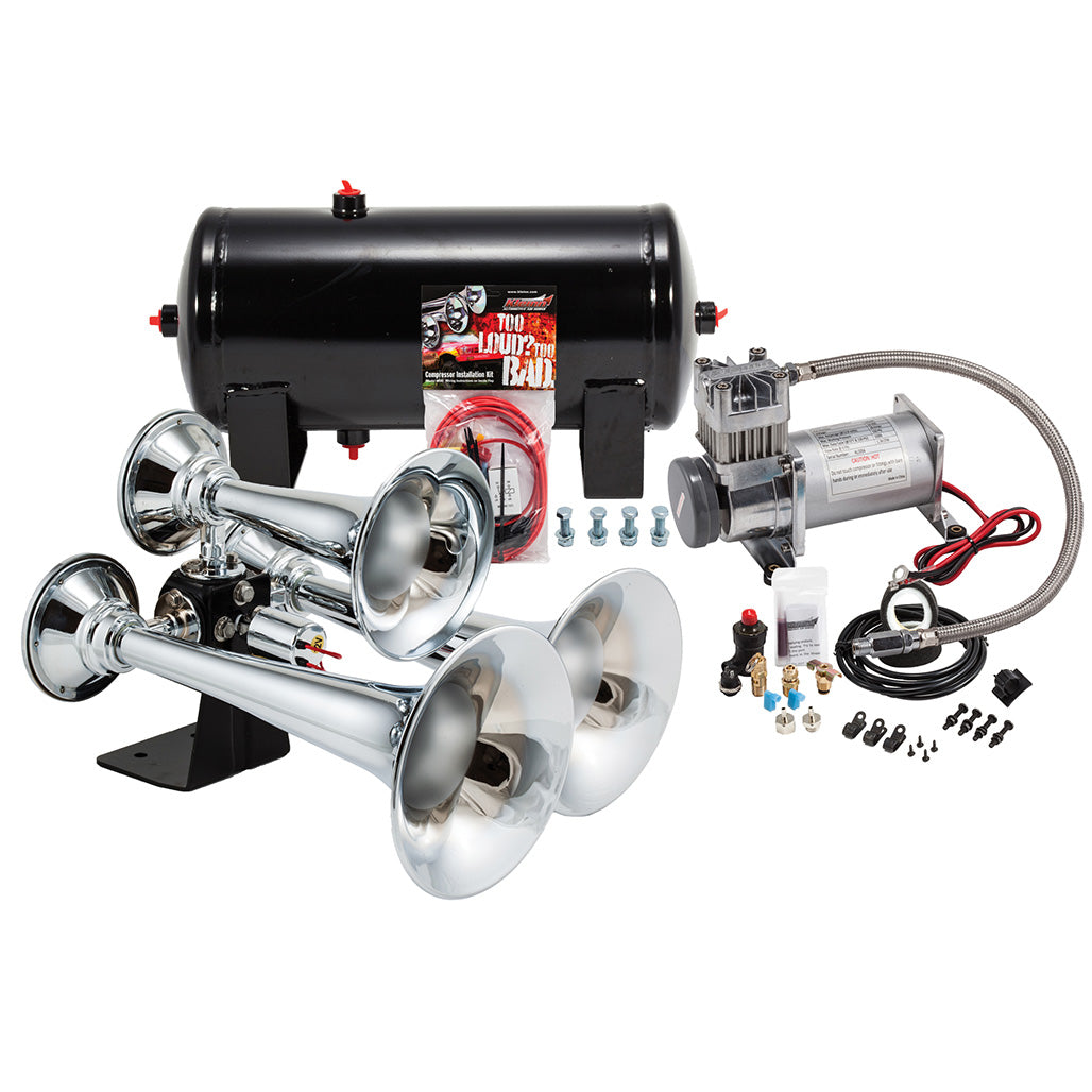 Kleinn HK6 Pro Blaster Triple Train Horn Kit w/ 150PSI Air Compressor and 1.5 Gal Tank | Universal