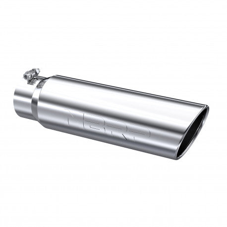 MBRP T5124 Exhaust Tip 5in O.D. Angled Rolled End 4in Inlet 18in Length T304 Stainless Steel | Universal