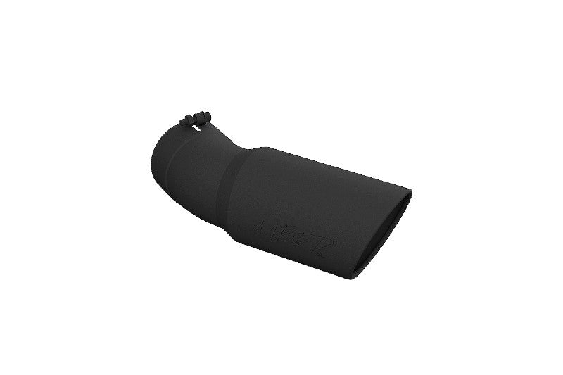 MBRP T5154BLK Exhaust Tip 6in O.D. Angled Rolled End 5in Inlet 15-1/2in Length 30 Degree Bend Black | Universal