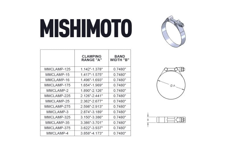 Mishimoto MMCLAMP-3 Stainless Steel T-Bolt Clamp 2.87-3.19in (73-81mm) | Universal