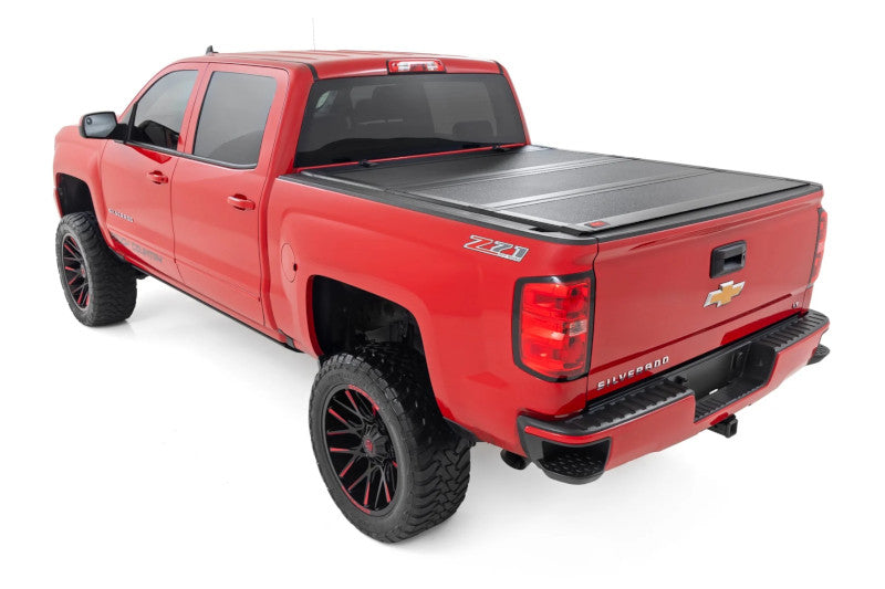 Rough Country 49119651 Hard Tri-Fold Flip Up Bed Cover | 2014-2019 Silverado/Sierra 2500HD/3500HD 6.75ft Bed