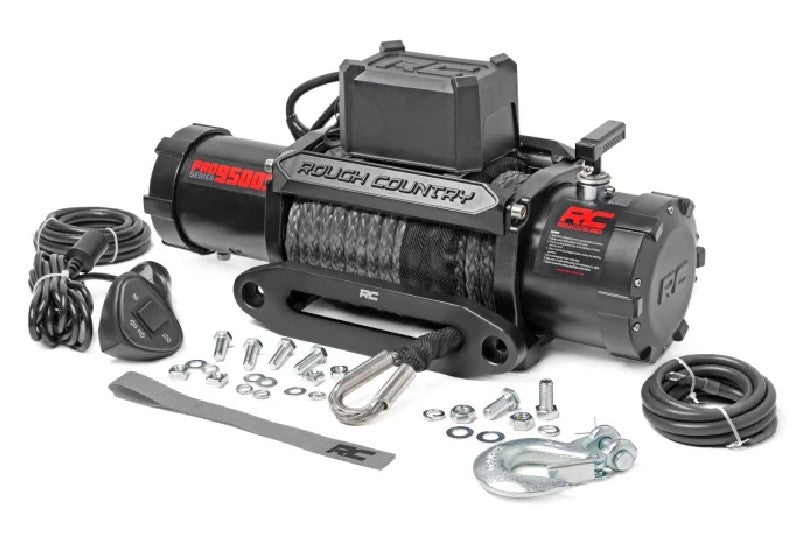 Rough Country PRO9500S 9,500lb PRO Series Electric Winch w/ Synthetic Rope | Universal