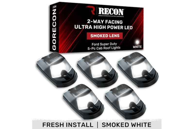 Recon 264342BKHPWH 5-Piece Front & Rear White Cab Light Set w/ Smoked Lens | 2017-2024 F250/F350/F450/F550