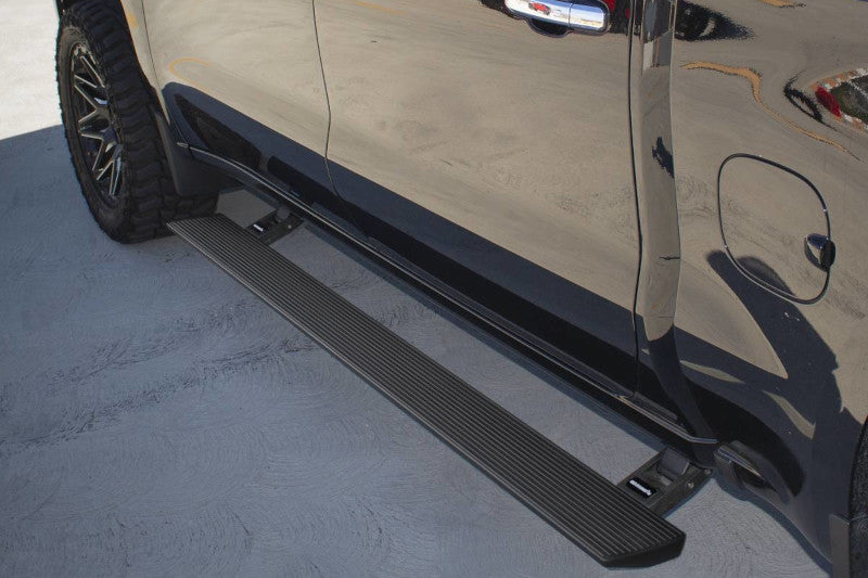 Go Rhino 20404887PC E1 Electric Running Board Kit (Black) | 2020-2023 Silverado/Sierra 1500/2500HD/3500HD Crew Cab