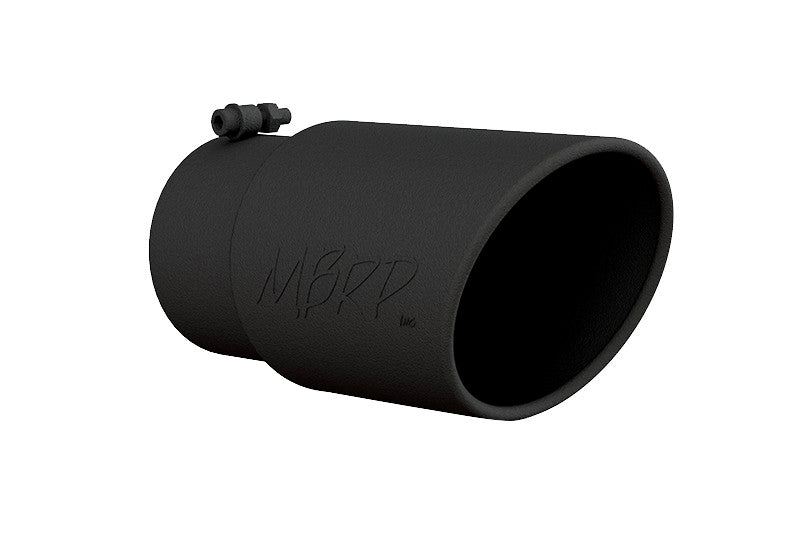 MBRP T5075BLK 6in OD Angled Rolled End 5in Inlet 12in Length Exhaust Tip - Black | Universal