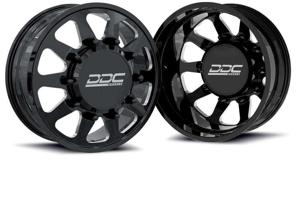 DDC Wheels 22BM-22-210 The Ten Forged Dually 22x8.25 8x210 Black & Milled Wheel Package | 2011-2024 Silverado/Sierra 3500HD