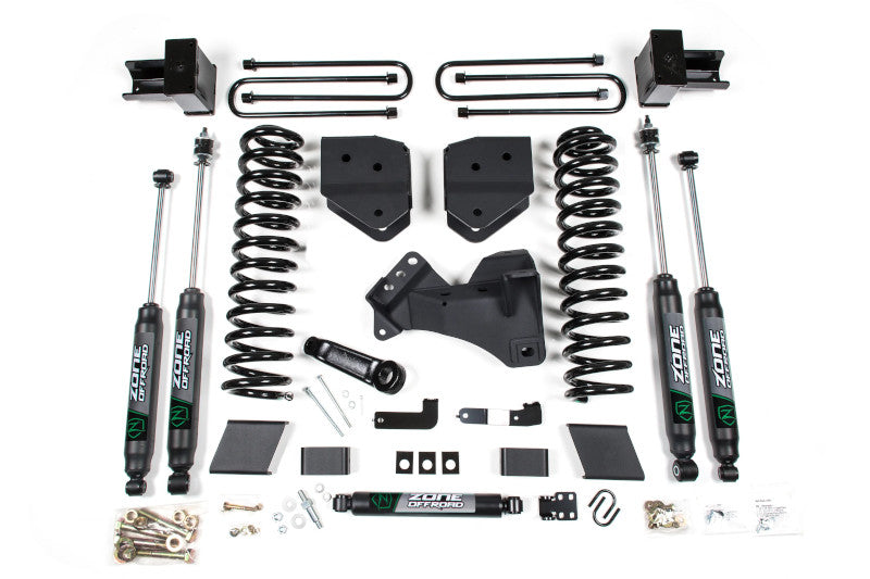 Zone Offroad F106N 4in Lift Kit with 2in Rear Block Kit for 3-Leaf Main (Nitro Series Shocks) | 2017-2019 F-250/F-350 Super Duty Gas