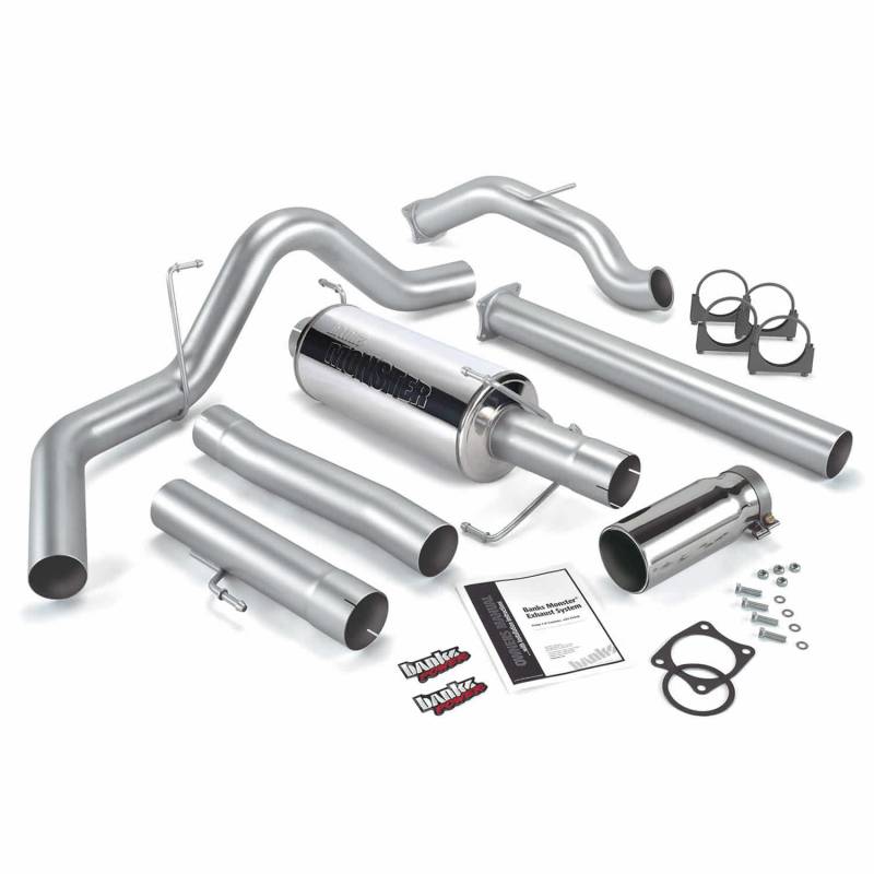 Banks 48643 Monster Single Exhaust w/ Chrome Tip | 2003-2004 Ram 5.9L Crew Cab Long Bed w/o CC