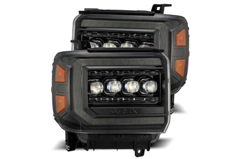 AlphaRex 880616 NOVA Series Alpha Black LED Projector Headlights | 2014-2018 Sierra 1500/2500HD/3500HD