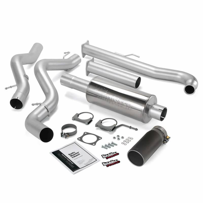 Banks 48630-B Monster Single Exhaust with Black Tip | 2001-2004 Silverado/Sierra 2500HD/3500HD 6.6L Crew with Extended Cab