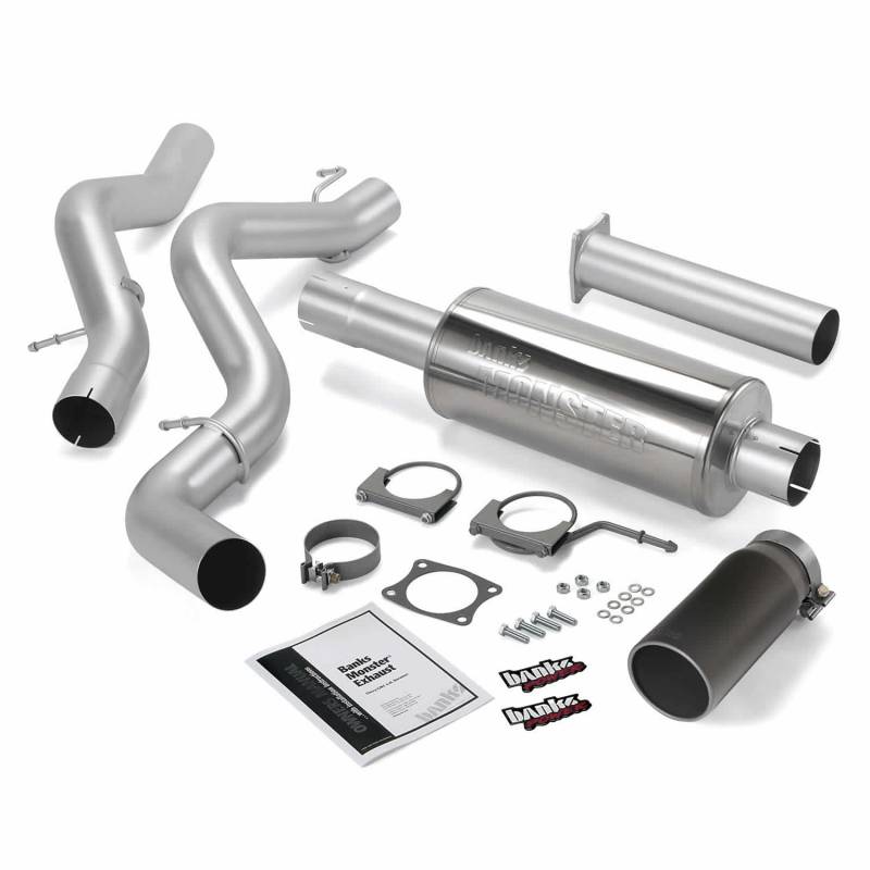 Banks 48633-B Monster Single Exhaust w/ Black Tip | 2002-2005 GM 6.6L Duramax Crew/Extended Cab