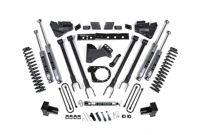 BDS 1527H 6in 4-Link Lift Kit w/ NX2 Nitro Shocks & 5in Block Kit w/ 2 Leaf Main | 2017-2019 F250/F350 4WD