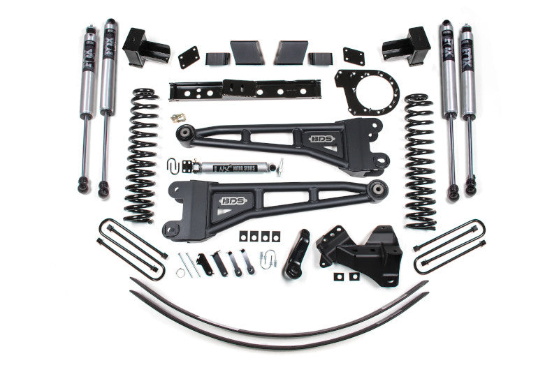 BDS 1580FS 6in Radius Arm Lift Kit w/ FOX 2.0 Shocks & 5in Block w/ 2 Leaf Main | 2017-2019 F250/F350 4WD Diesel