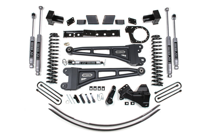 BDS 1580H 6in Radius Arm Lift Kit w/ NX2 Nitro Shocks & 5in Block w/ 2 Leaf Main | 2017-2019 F250/F350 4WD Diesel