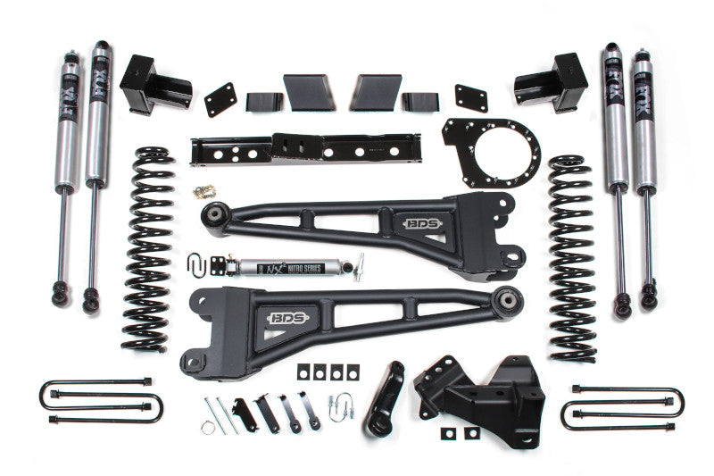 BDS 1581FS 6in Radius Arm Lift Kit w/ FOX 2.0 Shocks & 5in Block w/ 3 Leaf Main | 2017-2019 F250/F350 4WD Diesel